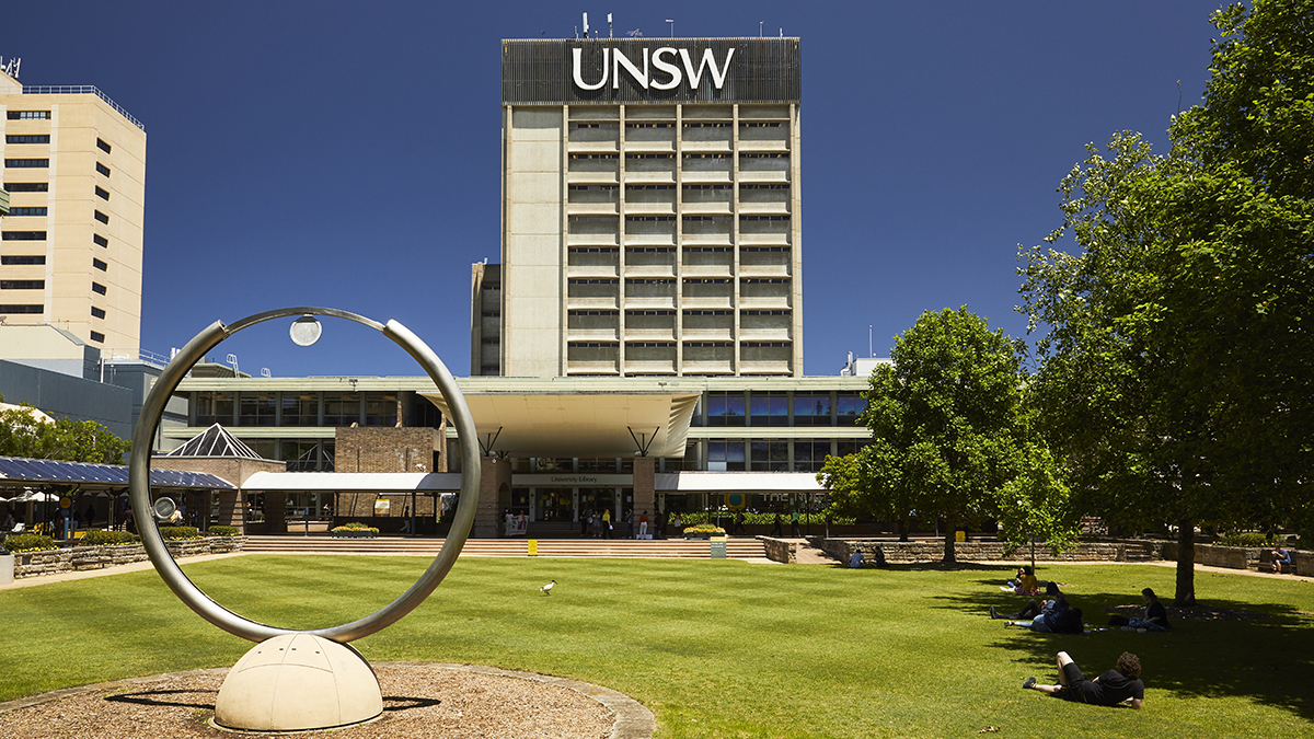 View across UNSW Library Lawn on a sunny day