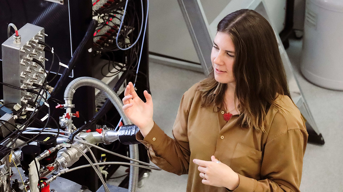 PhD scholarship recipient with equipment