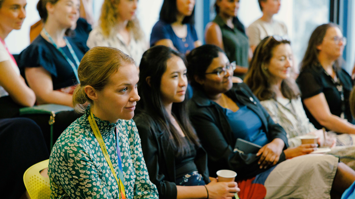 A group of women at an International Women's Day event