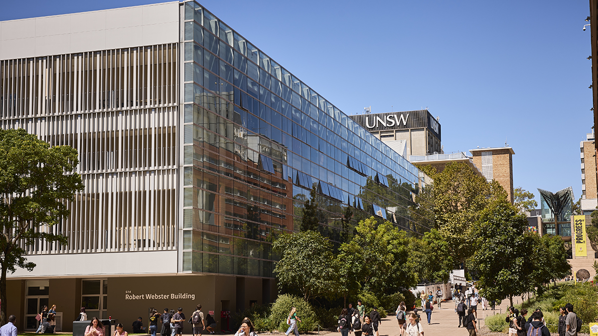 View towards UNSW library tower from middle campus