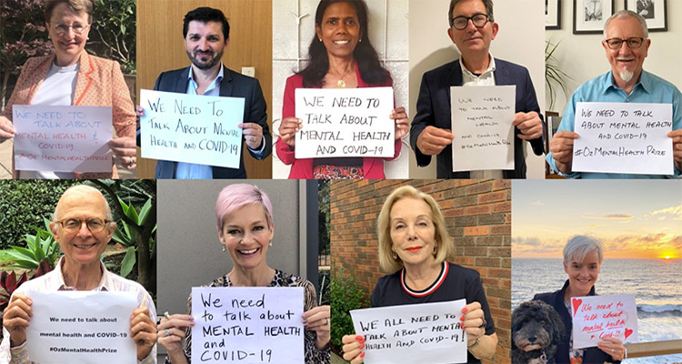 UNSW leaders holding mental health signs