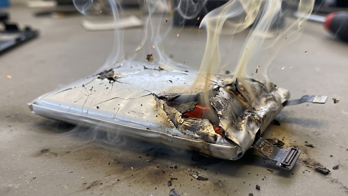 Battery on fire