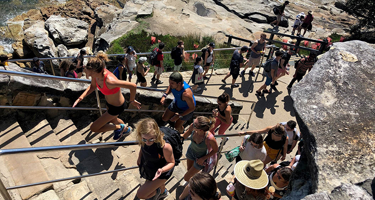 Study Abroad & Exchange students on the Bondi to Coogee walk