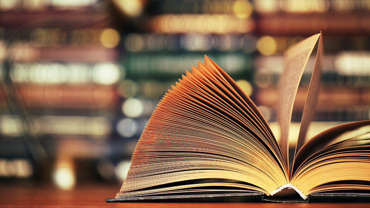 An open book on a table