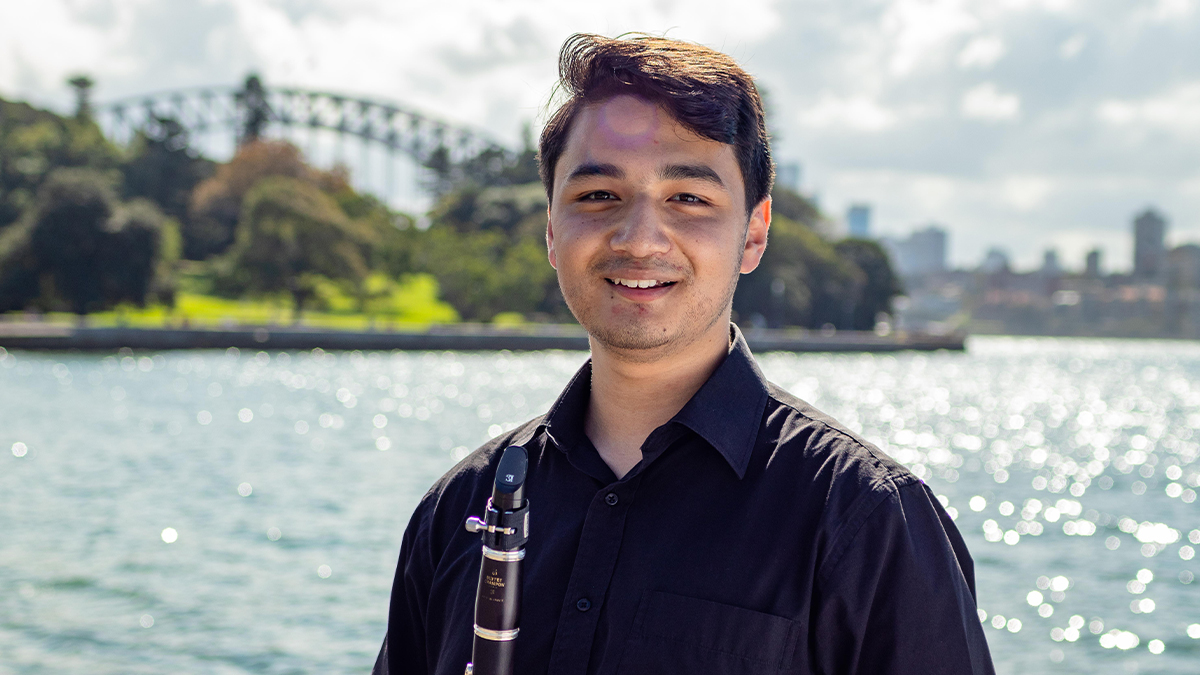 Winner, Nicholas D’Silva, pictured in front of the Harbour Bridge