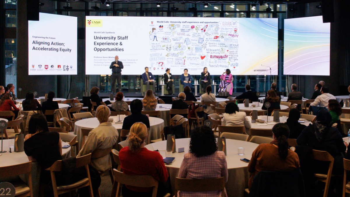 View towards a screen at a conference