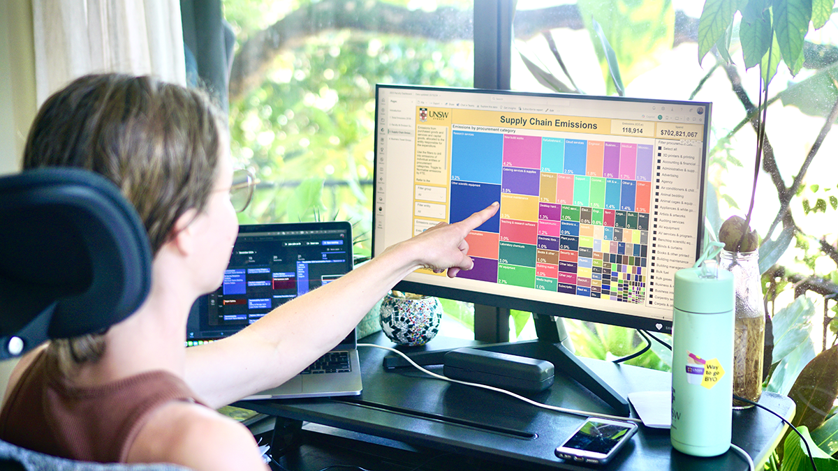 A member of staff using the Carbon Emissions Dashboard