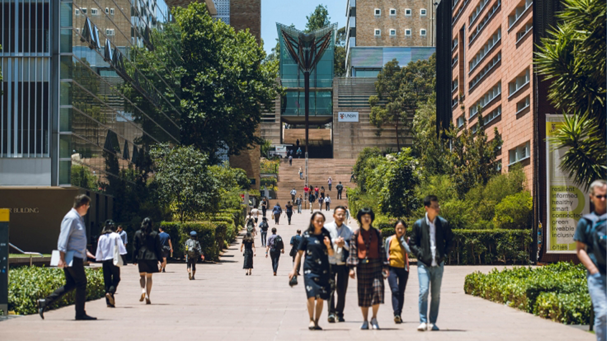 People walking on a path at the UNSW Kensington campus