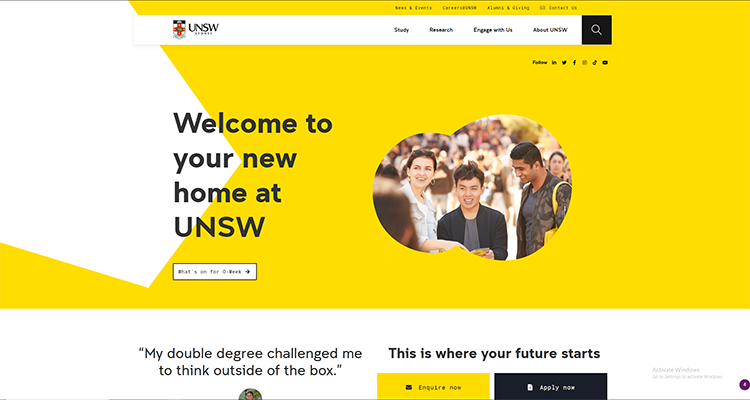 The new UNSW homepage