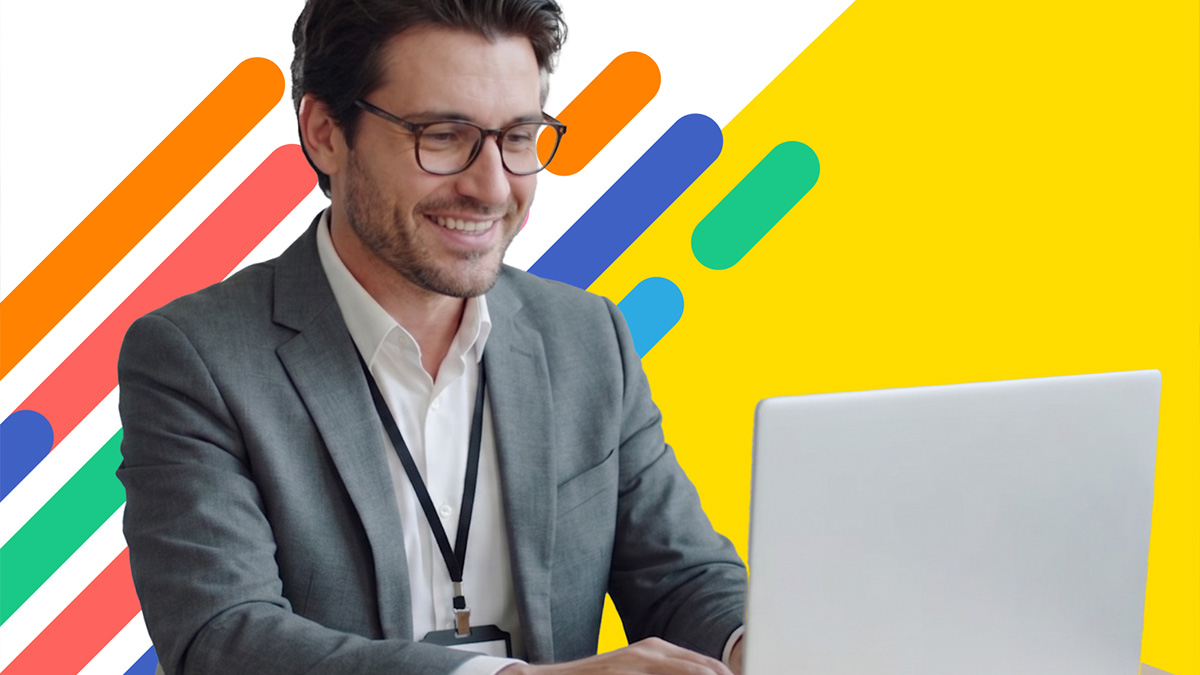 man on computer