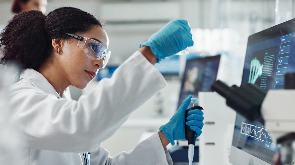 scientist and microscope
