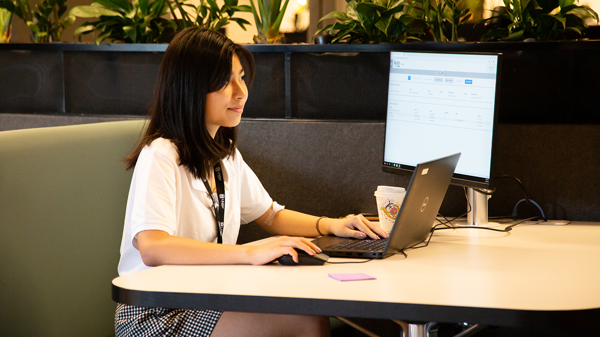 Student at computer