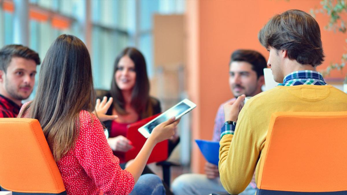 UNSW staff engaging in a discussion 