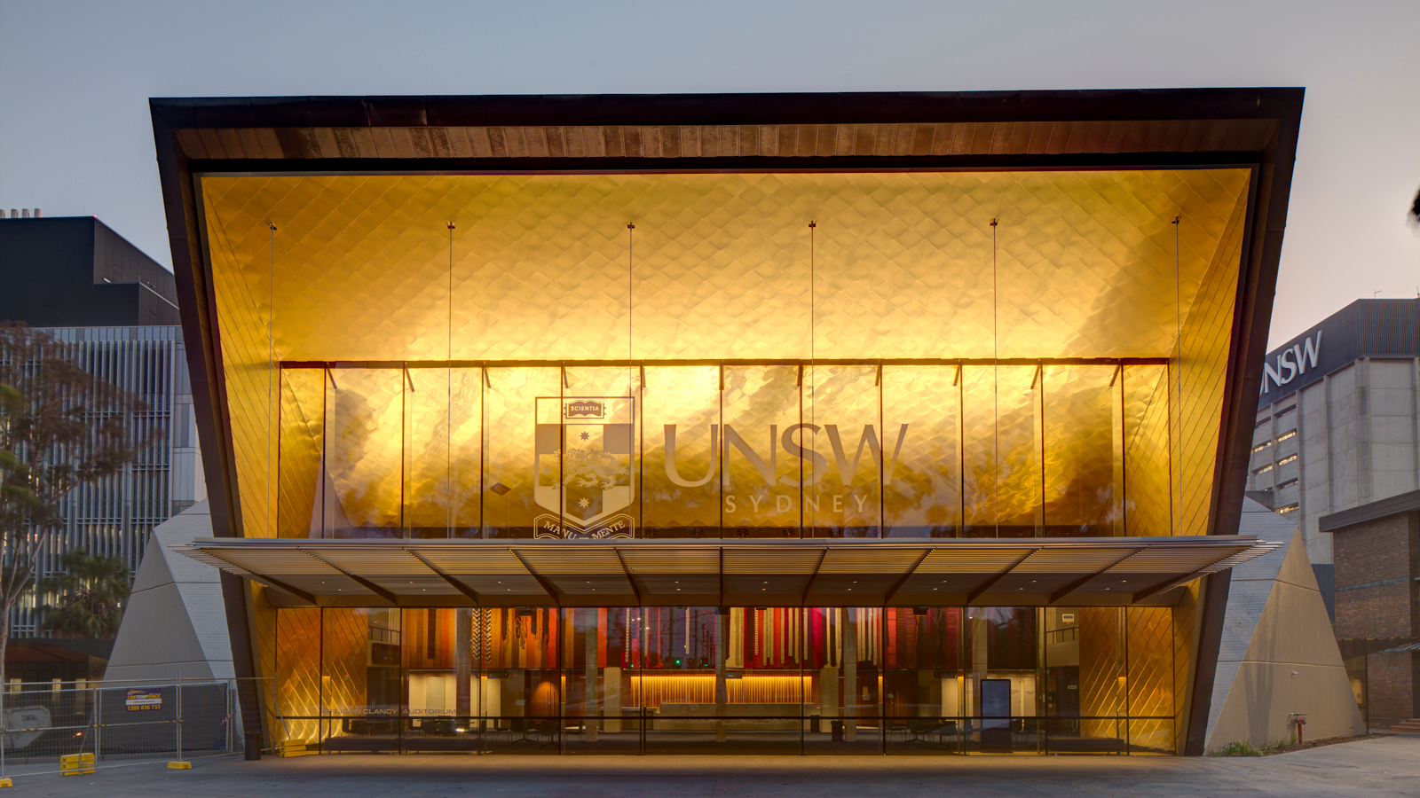 Clancy Auditorium, UNSW at dusk