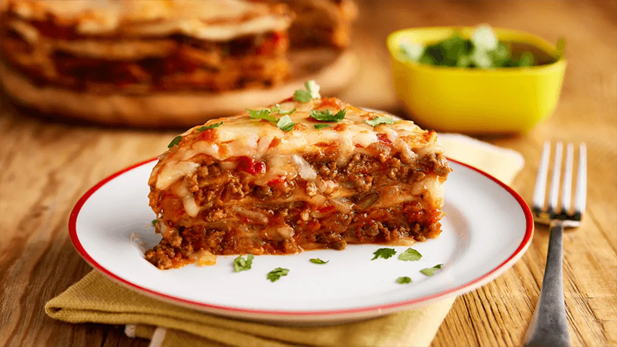 A plate with lasagne 
