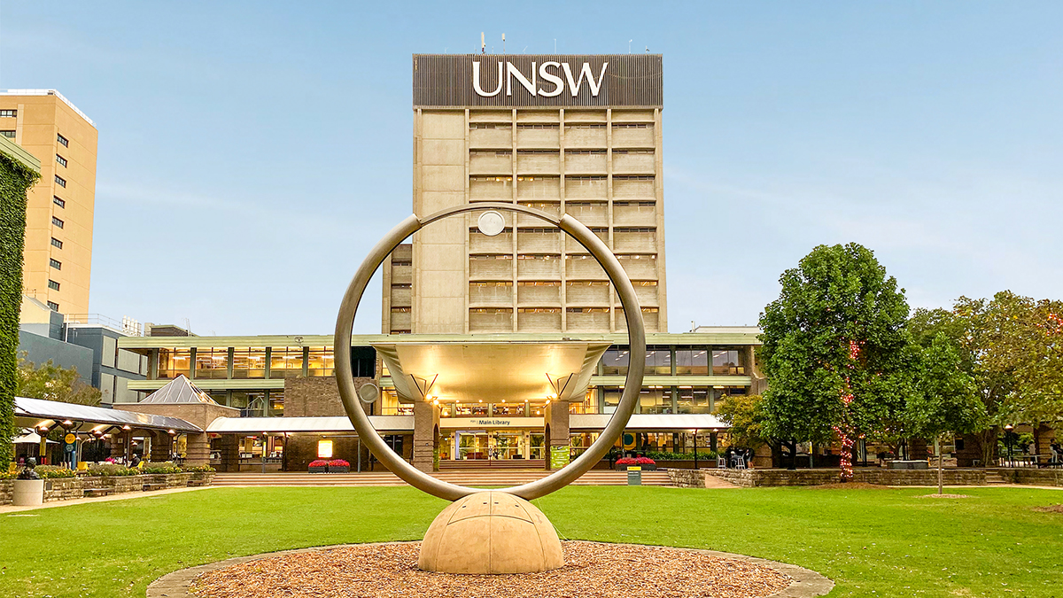 View across the library lawn to the UNSW library