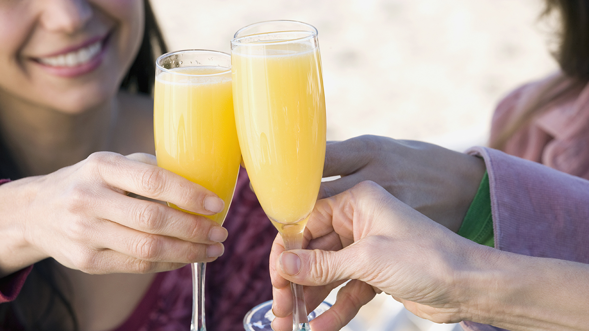 Mimosas in champagne flutes