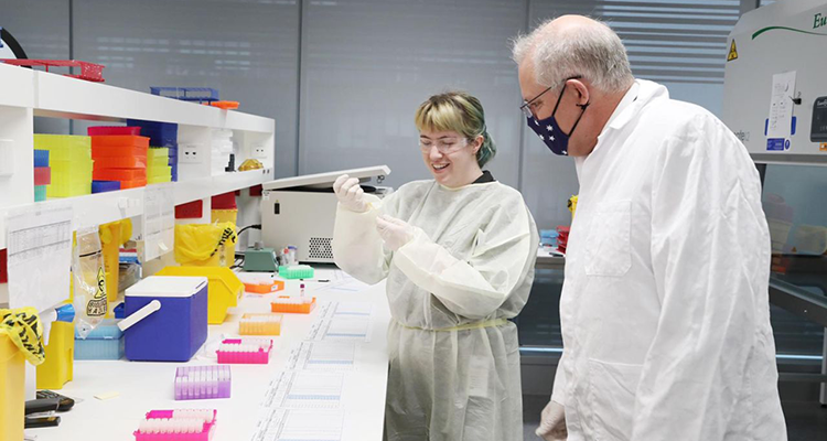 Prime Minister Scott Morrison visited Scientia Clinical Research where early phase clinical trials for the Novavax COVID-19 vaccine are underway.