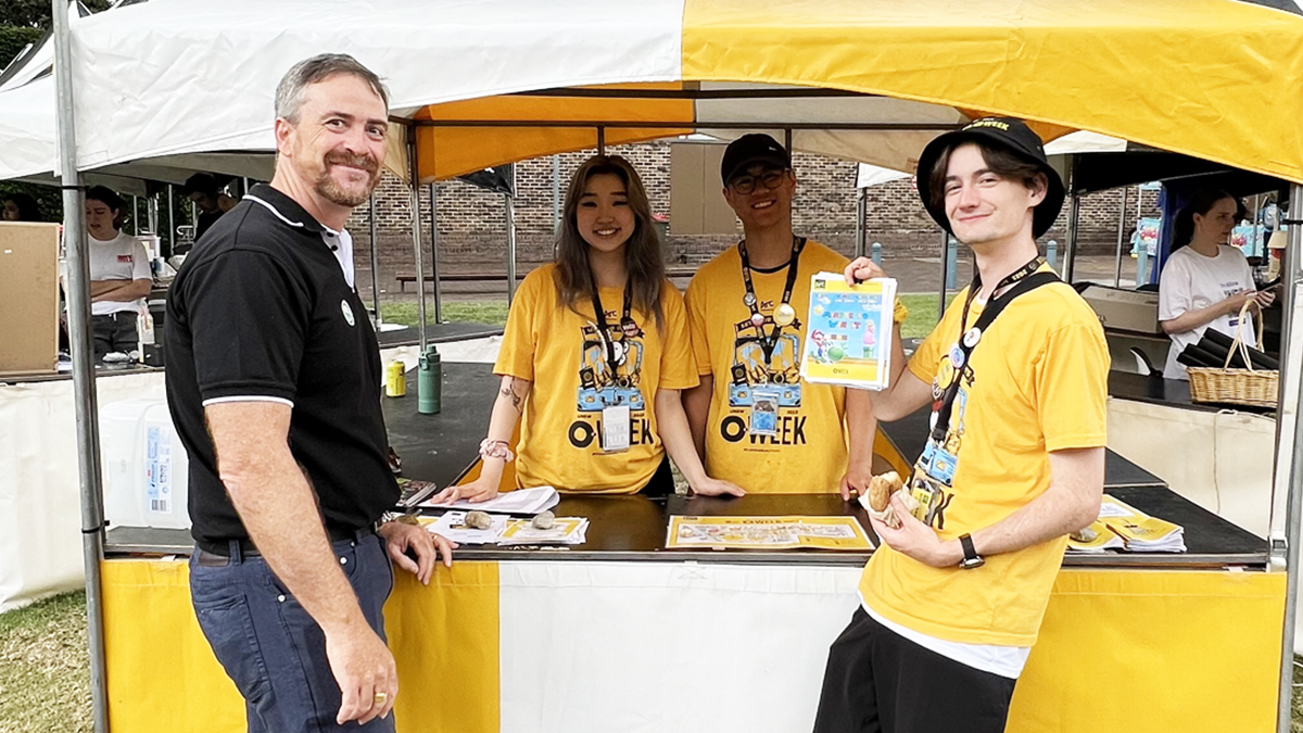 Vice-Chancellor Attila Brungs visiting stalls at O-Week