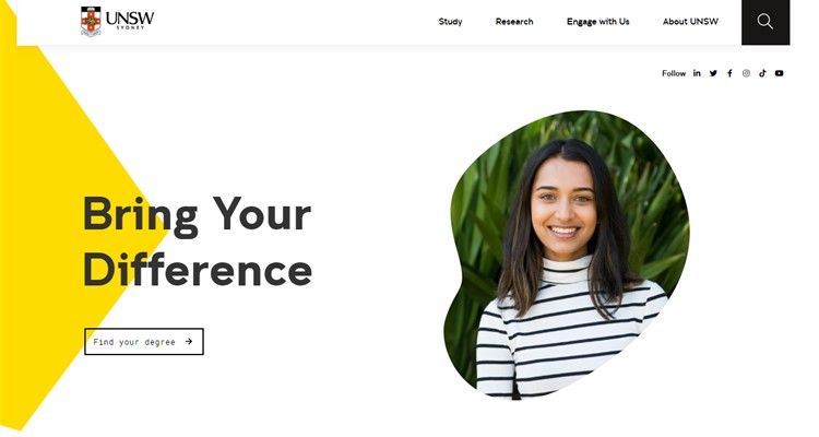 Bring your difference landing page with a female student smiling