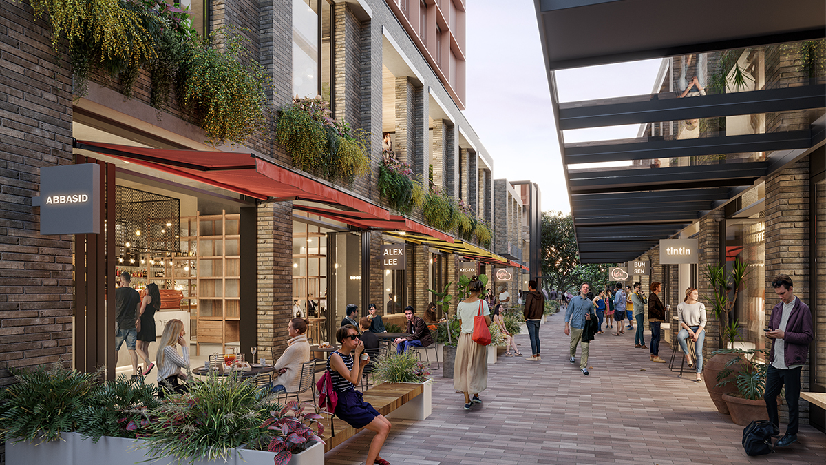 Visualisation of development showing people and entries to restaurants