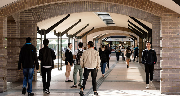 UNSW students outside the library