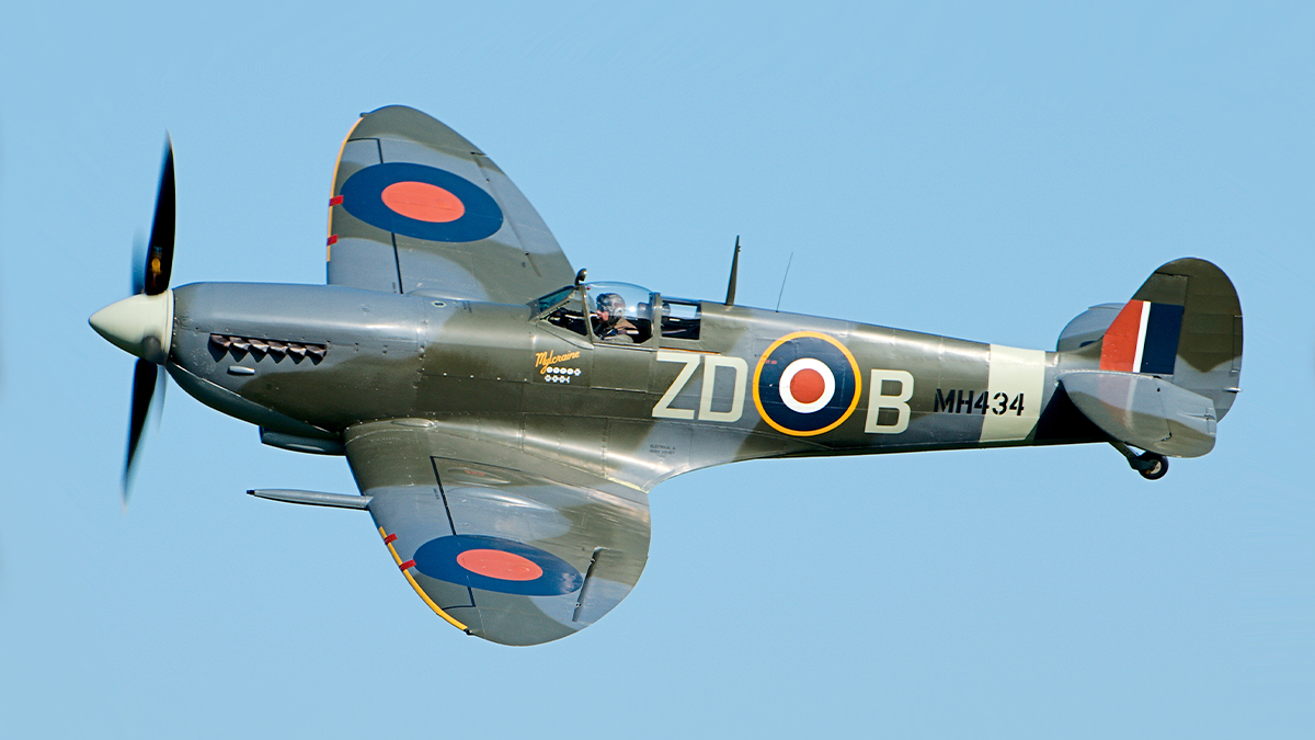 A spitfire plane in the sky