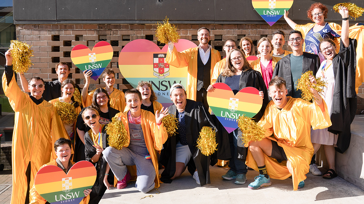 UNSW staff and students during a Mardi Gras rehearsal