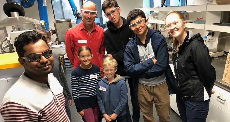 Schoolkids learning about 3D printing at a microfactory in the Michael Crouch Innovation Centre