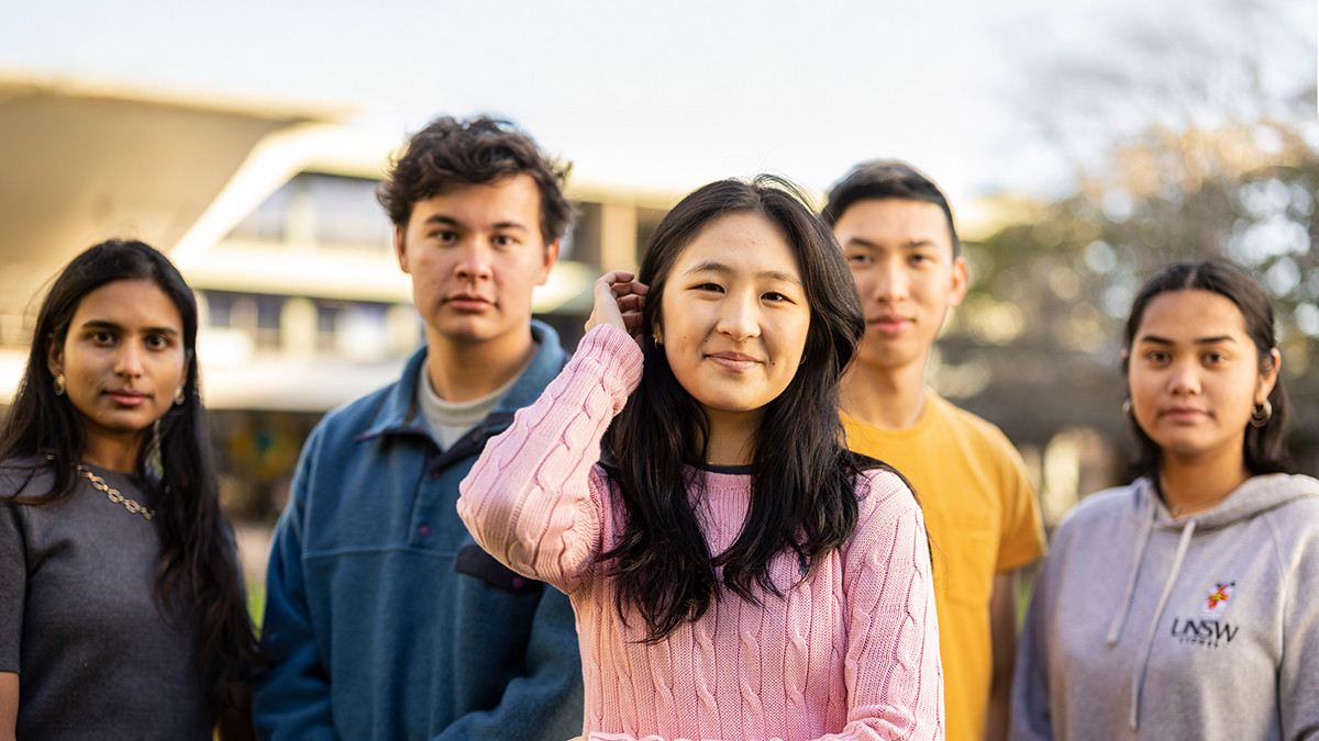 A group of students facing the camera