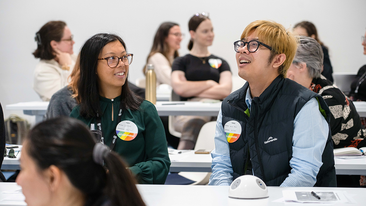 Two people smiling during ally@UNSW training