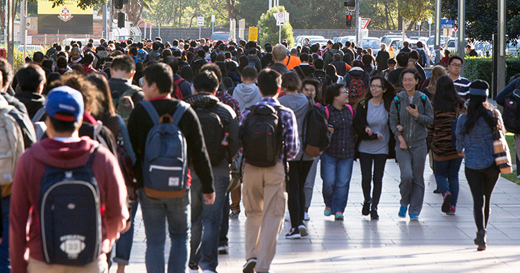 students on campus