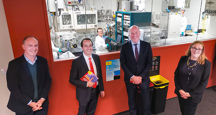 Professor Alistair Sproul, Head of School of Photovoltaic and Renewable Energy Engineering, Mr Dave Sharma MP, Mr Trent Zimmerman MP, Professor Renate Egan, Deputy Head of School (Industry and Engagement) and leader of the UNSW activity in the Australian Centre for Advanced Photovoltaics