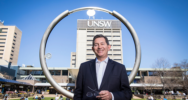 President and Vice-Chancellor Professor Ian Jacobs on the Library Lawn