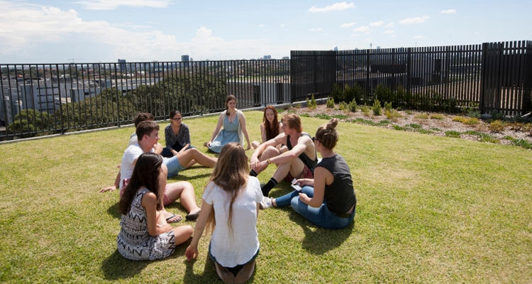 Students sitting in a circle