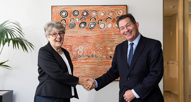 New Provost Professor Anne Simmons with Professor Ian Jacobs, President and Vice-Chancellor