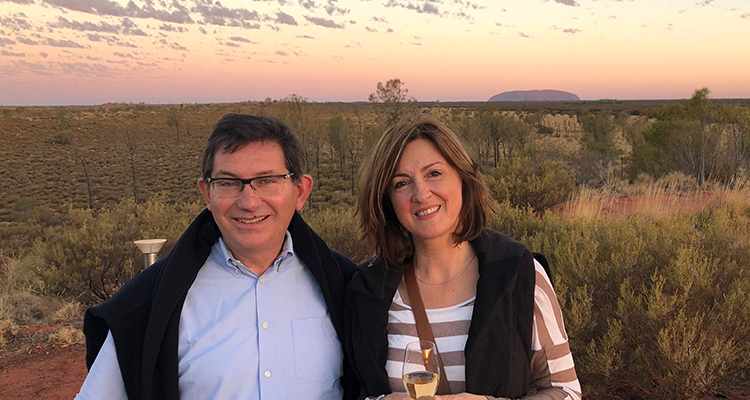 Professor Ian Jacobs and wife Chris at Uluru