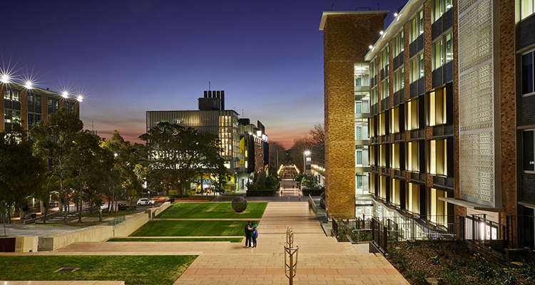 UNSW main walkway at night