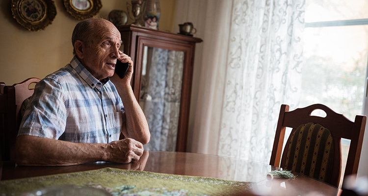 Senior man talking on his phone