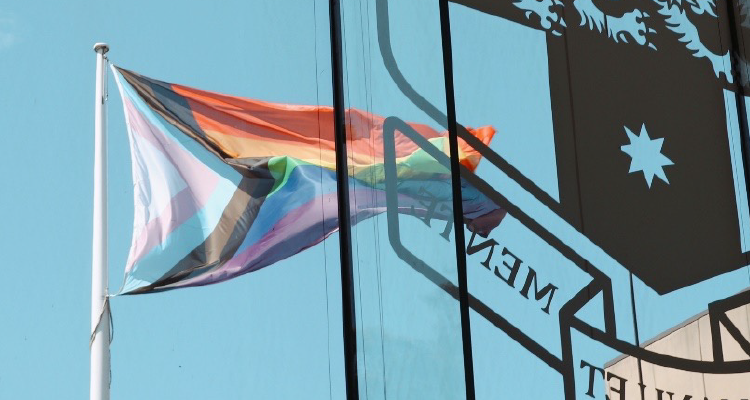 queer flag with UNSW logo
