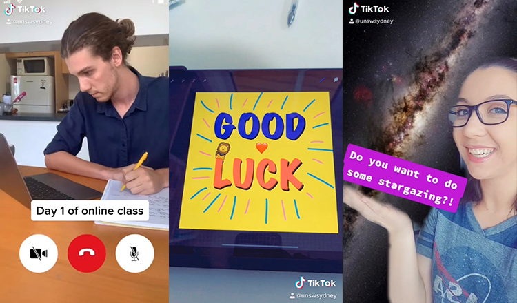 Screenshots from UNSW Sydney's TikTok account