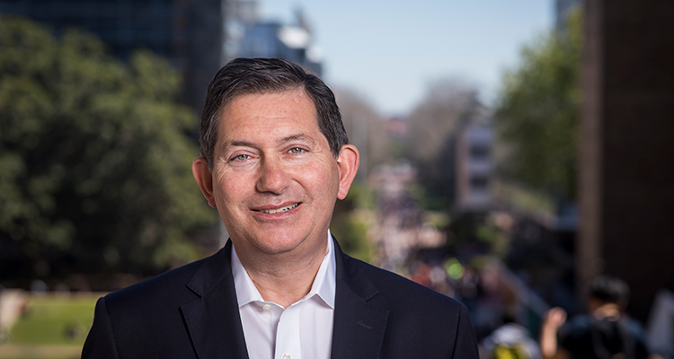 Professor Ian Jacobs at the top of University Mall