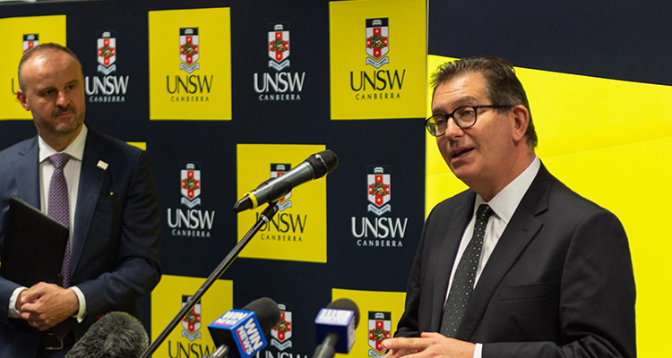 Professor Ian Jacobs at the Canberra City announcement