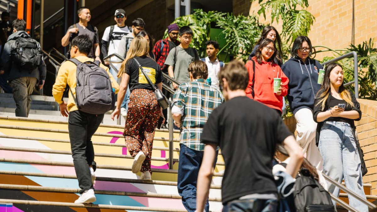 People walking on the Basser steps