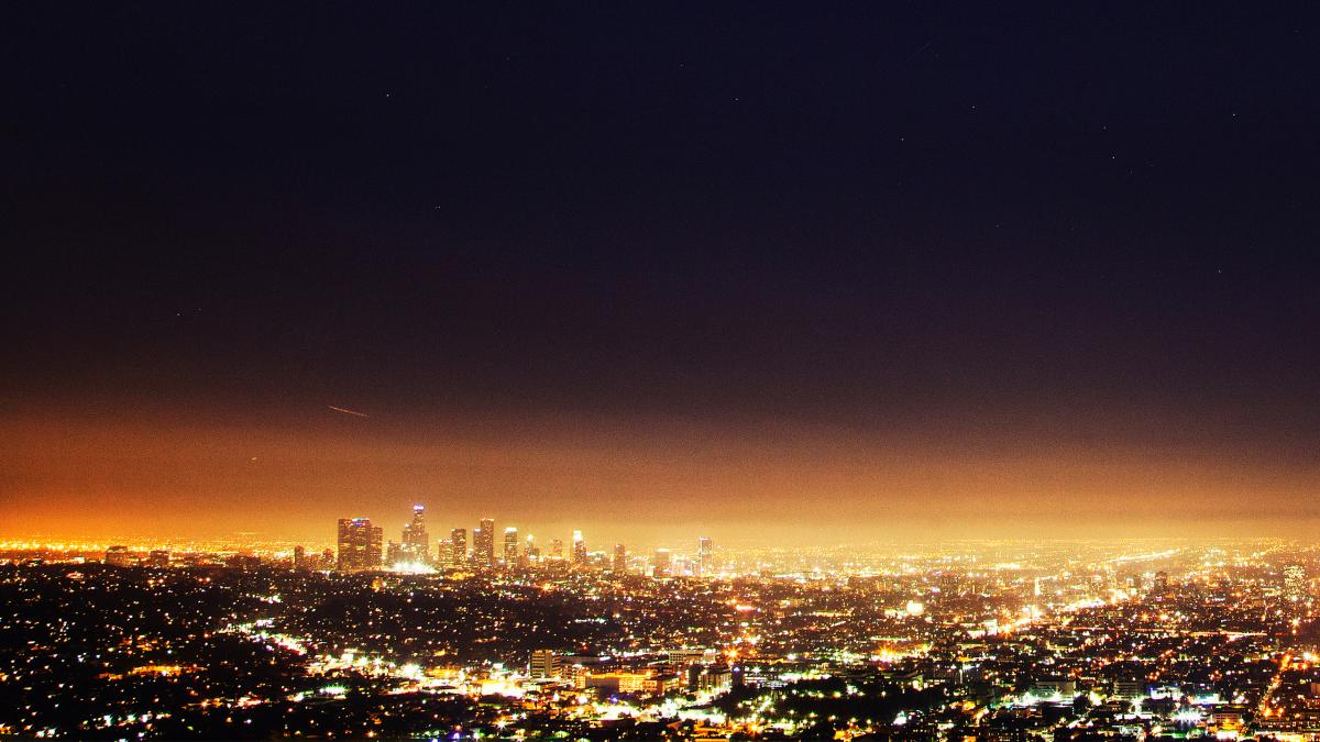 View of skyline in the evening