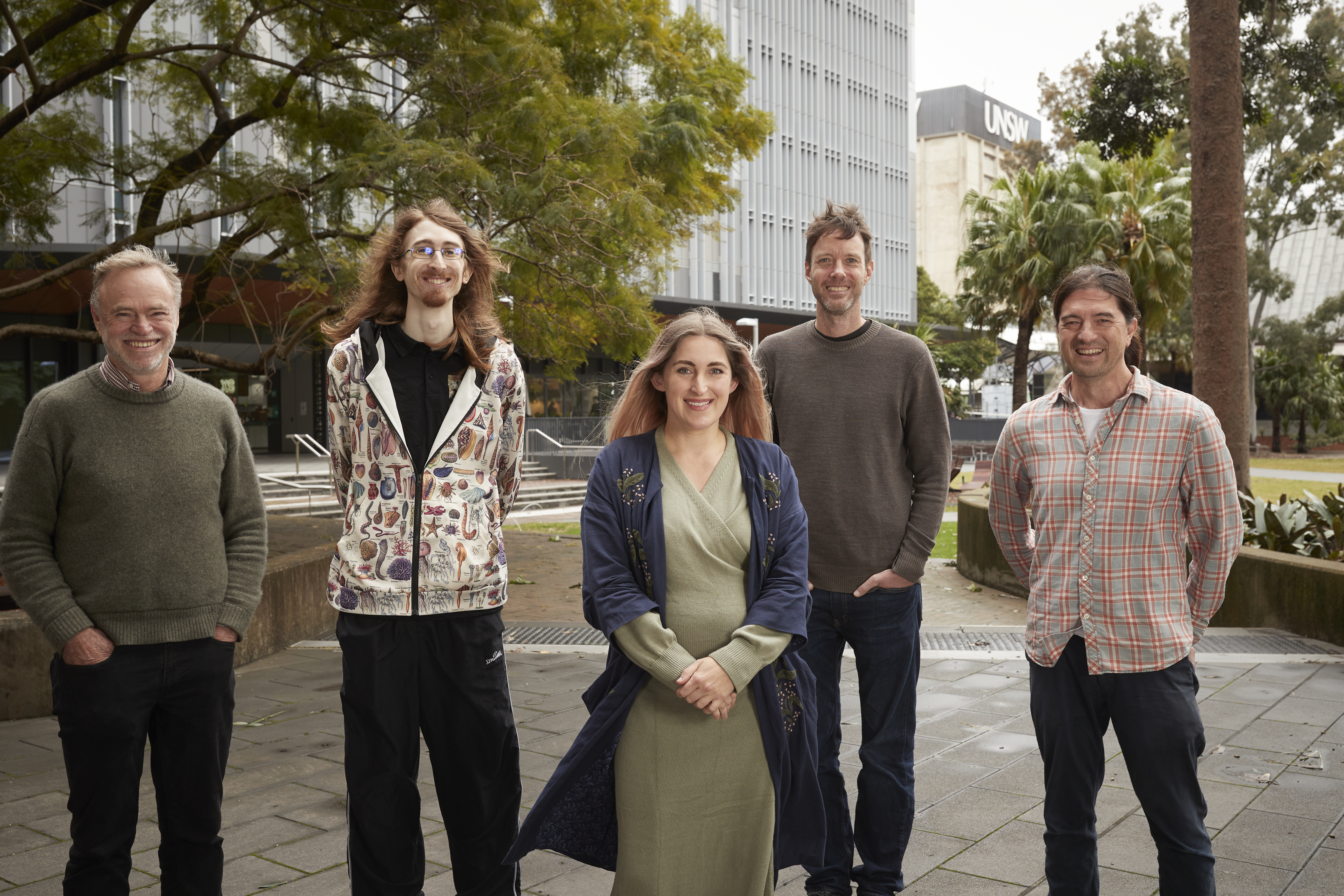 PhD candidate Casey Kirchhoff, Dr Mark Ooi, Associate Professor Will Cornwell, Professor Richard Kingsford and PhD candidate Thomas Mesaglio