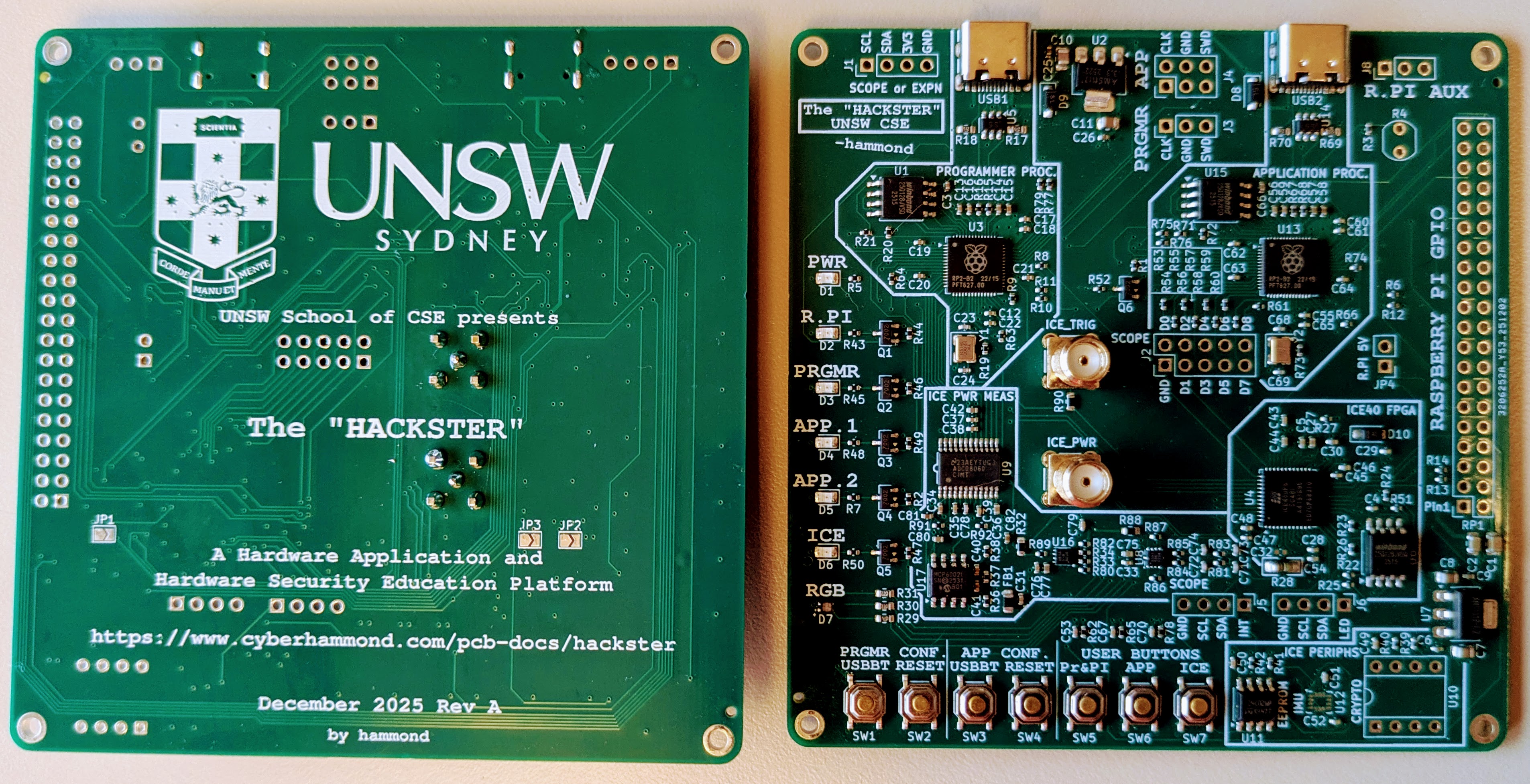 A pair of UNSW Sydney branded computer chips