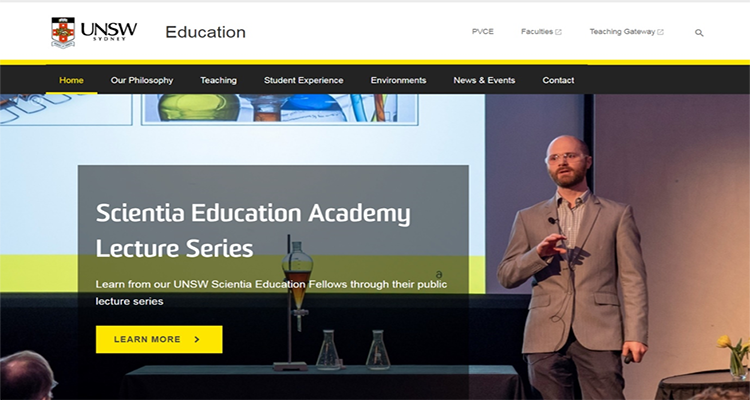 Education website showcasing Scientia Education Academy