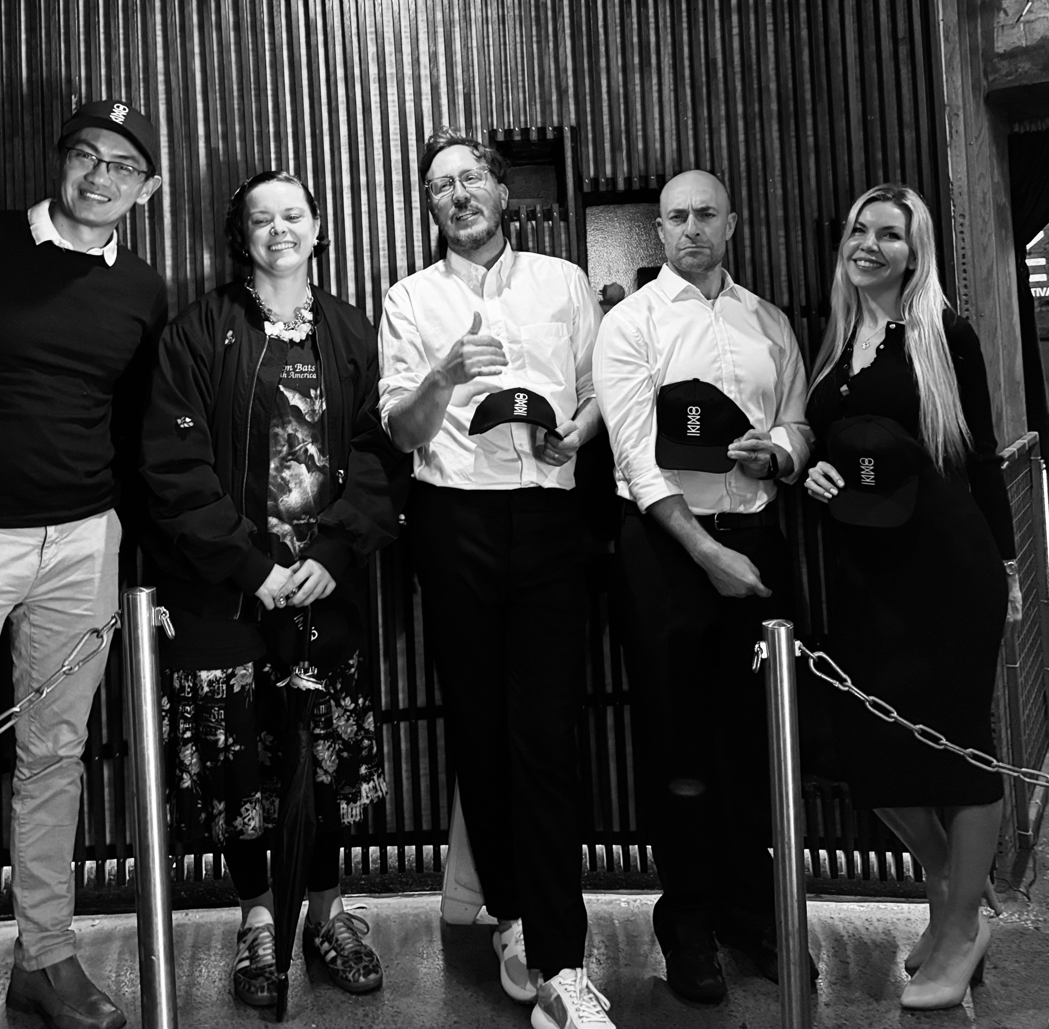The OMNI 0.5 judging panel. L–R: Yan Chen, Leilani Croucher, Travis Rice, Aryeh Sternberg, Amber Cordeaux.