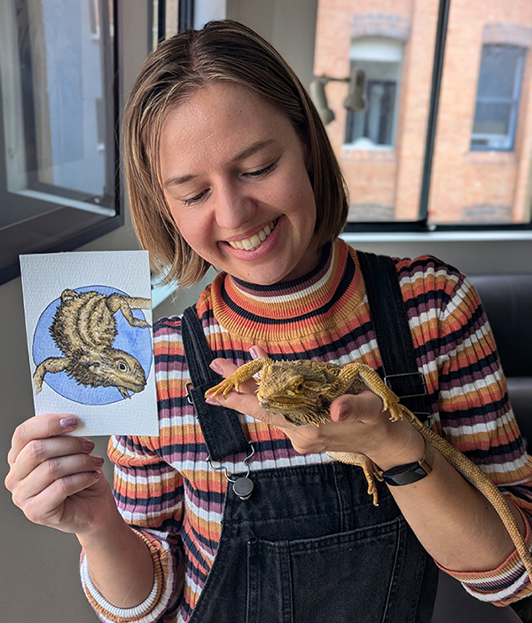 Anastasia, Zilly and a portrait painted by her friend Jessica Schrembi.